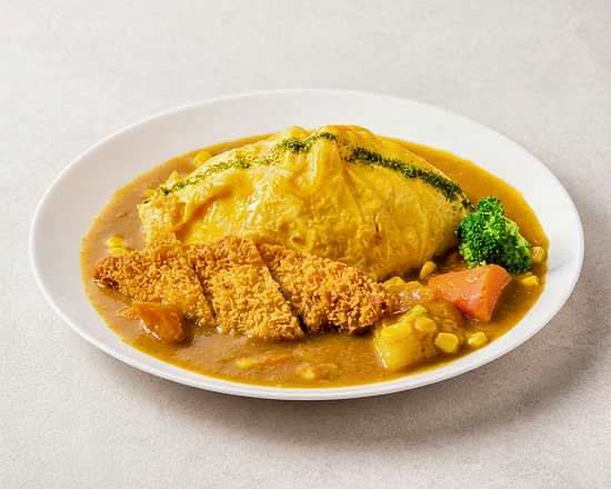 Chicken Filet Tornado Curry Omurice 炸鸡排旋风咖喱蛋包饭